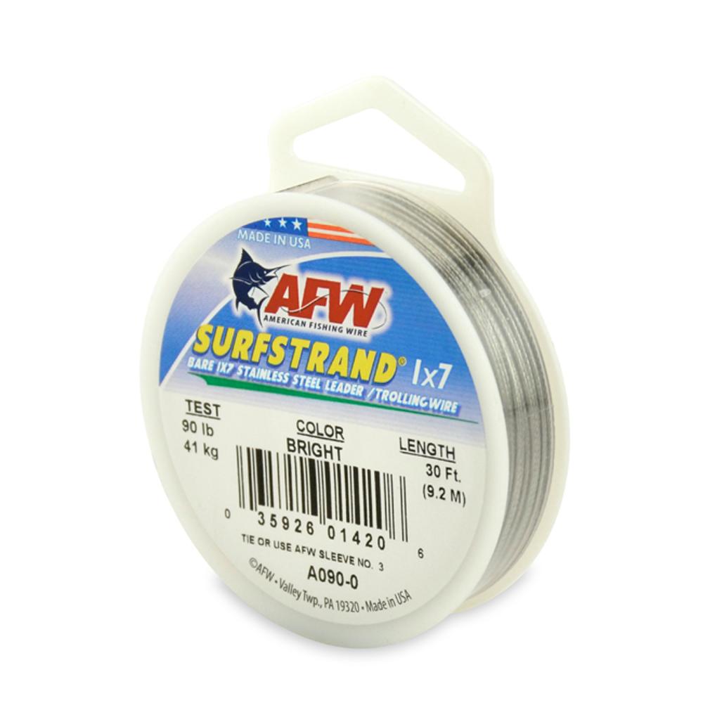 Surfstrand, Bare 1x7 Stainless Steel Leader Wire, 60 lb (27 kg) test, .021  in (0.53 mm) dia, Bright, 30 ft (9.2 m): Fishermans Ideal Supply House